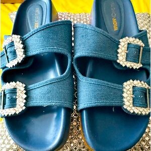 Denim Fashion Nova Sandals. Size 9